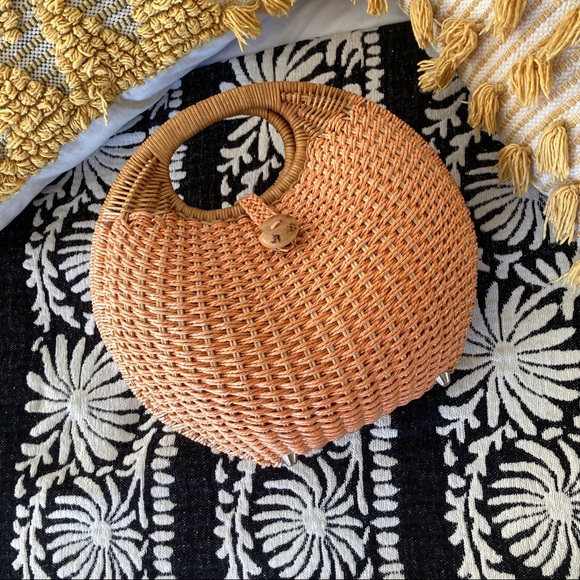 VINTAGE WOVEN WICKER BAG CULT GAIA BOTTEGA VENETA FREE PEOPLE ANTHROPOLOGIE BOHO - Picture 9 of 13